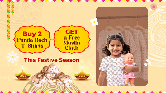 Buy 2 Panda Bach T-Shirts & Get a Free Muslin Cloth This Festive Season