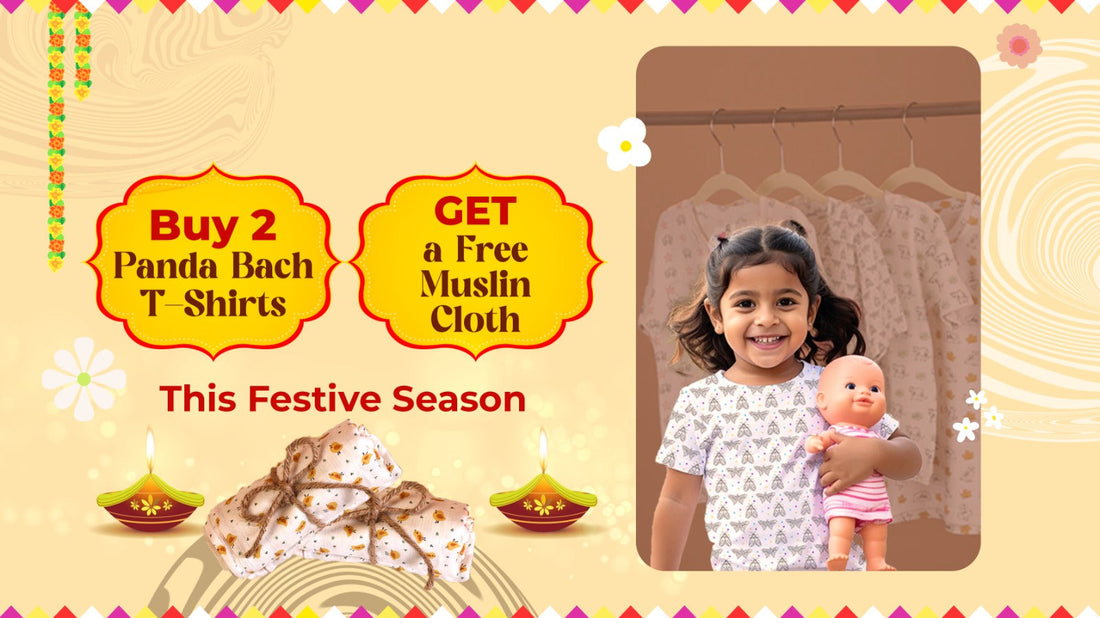 Buy 2 Panda Bach T-Shirts & Get a Free Muslin Cloth This Festive Season
